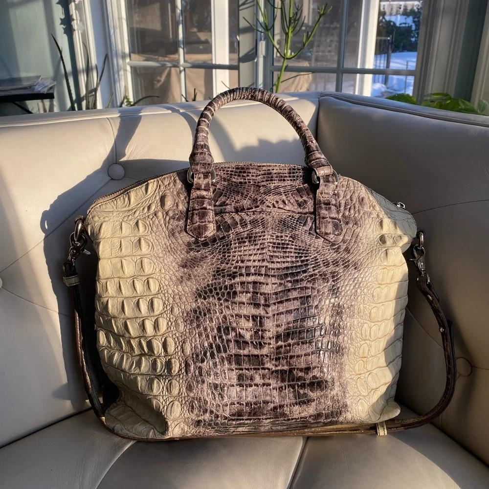 Brahmin Large Duxbury Satchel Veranda Melbourne Croc Embossed Leather Bag - Picture 5 of 12